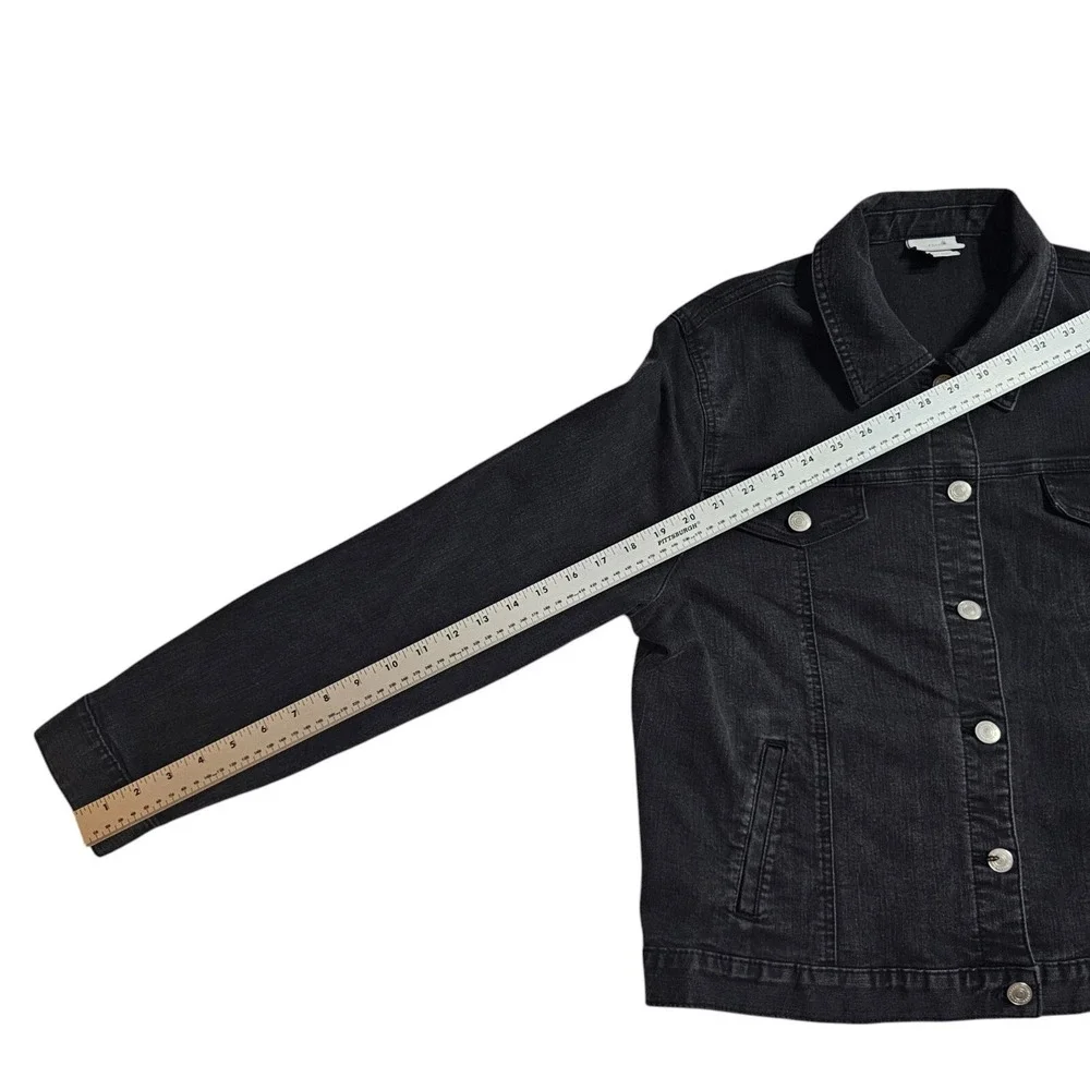 Jaclyn Smith Collection Denim Jacket Button Front‎ Black Jean Jacket XL